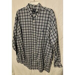 Vintage Size XL Mens Ralph Lauren Blaire Checked Long Sleeve Shirt Blue & White